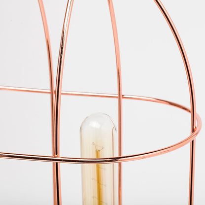 Mercana - Sutton 19.3"H Rose-Gold Metal Cylindrical Cage Three Bulb Table Lamp - 65289_CLOSEOUT view 4