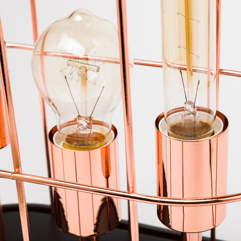 Mercana - Sutton 19.3"H Rose-Gold Metal Cylindrical Cage Three Bulb Table Lamp - 65289_CLOSEOUT view 5