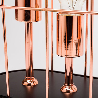 Mercana - Sutton 19.3"H Rose-Gold Metal Cylindrical Cage Three Bulb Table Lamp - 65289_CLOSEOUT view 6