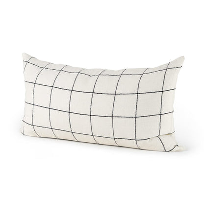 Mercana - Suzanne 14 x 26 White/Black Square Pattern Decorative Pillow Cover - 68876 view 1