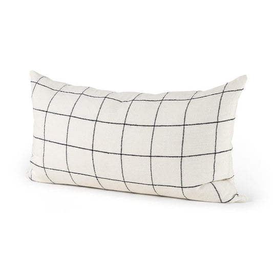 Mercana - Suzanne 14 x 26 White/Black Square Pattern Decorative Pillow Cover - 68876 view 1