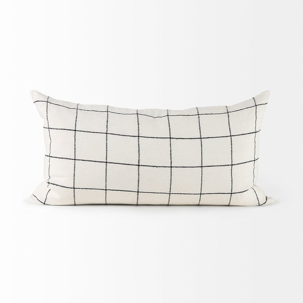 Mercana - Suzanne 14 x 26 White/Black Square Pattern Decorative Pillow Cover - 68876 view 3