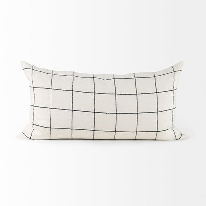 Mercana - Suzanne 14 x 26 White/Black Square Pattern Decorative Pillow Cover - 68876 view 3