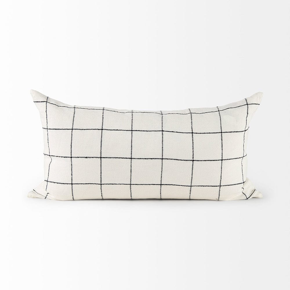 Mercana - Suzanne 14 x 26 White/Black Square Pattern Decorative Pillow Cover - 68876 view 5