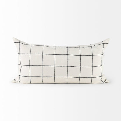 Mercana - Suzanne 14 x 26 White/Black Square Pattern Decorative Pillow Cover - 68876 view 5