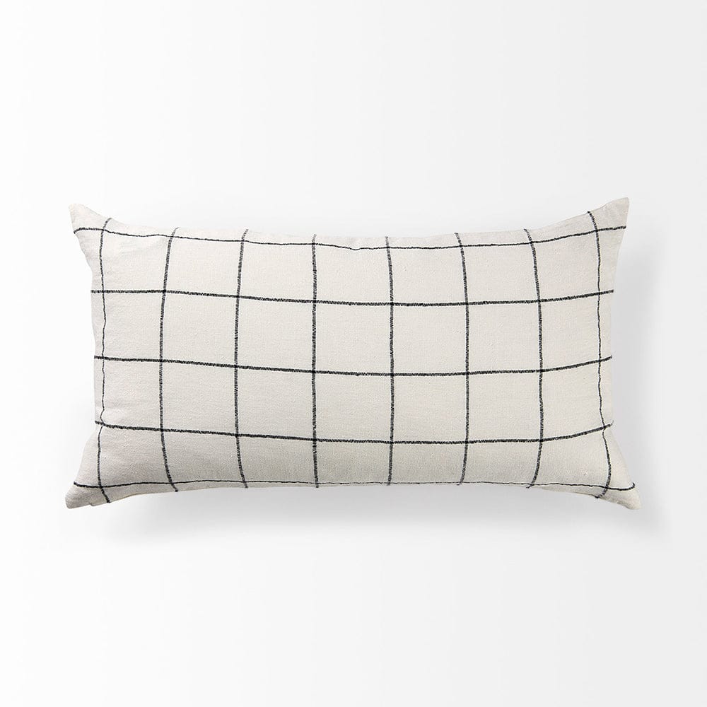 Mercana - Suzanne 14 x 26 White/Black Square Pattern Decorative Pillow Cover - 68876 view 6