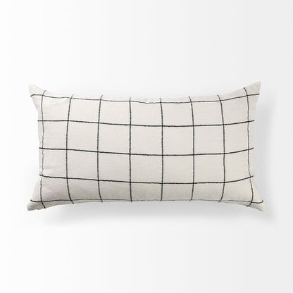 Mercana - Suzanne 14 x 26 White/Black Square Pattern Decorative Pillow Cover - 68876 view 6