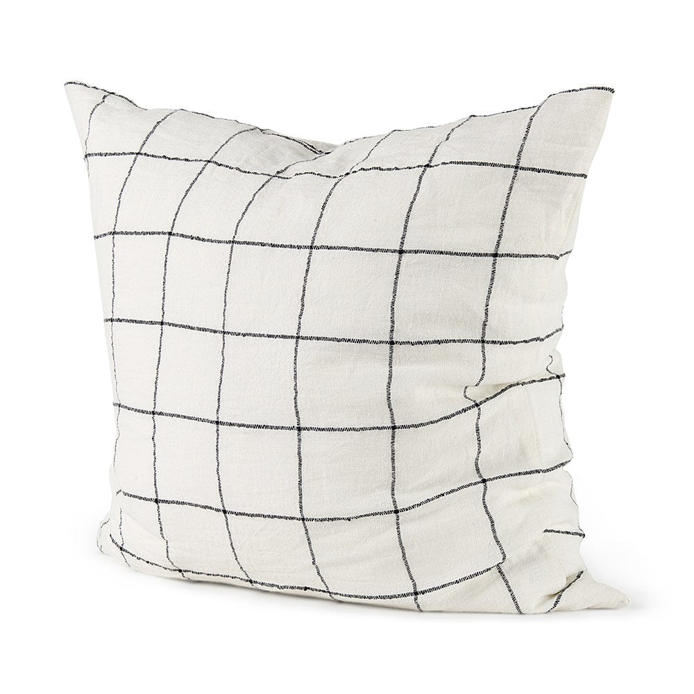 Mercana - Suzanne 22 x 22 White/Black Square Pattern Decorative Pillow Cover - 68875_CLOSEOUT view 1