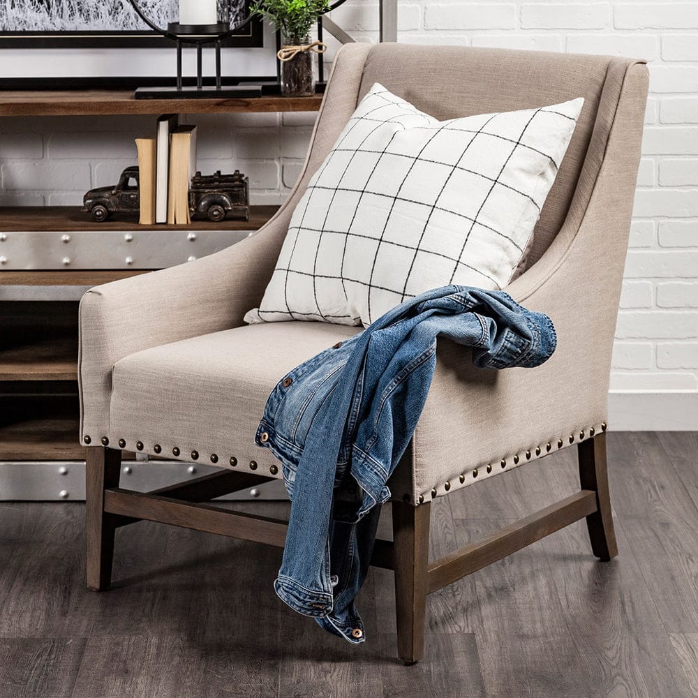 Mercana - Suzanne 22 x 22 White/Black Square Pattern Decorative Pillow Cover - 68875_CLOSEOUT view 5