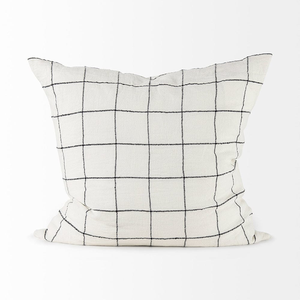 Mercana - Suzanne 22 x 22 White/Black Square Pattern Decorative Pillow Cover - 68875_CLOSEOUT view 6
