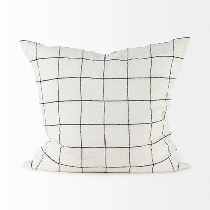 Mercana - Suzanne 22 x 22 White/Black Square Pattern Decorative Pillow Cover - 68875_CLOSEOUT view 6