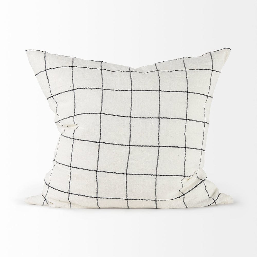 Mercana - Suzanne 22 x 22 White/Black Square Pattern Decorative Pillow Cover - 68875_CLOSEOUT view 8