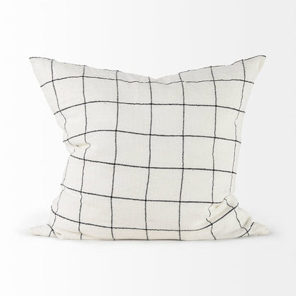 Mercana - Suzanne 22 x 22 White/Black Square Pattern Decorative Pillow Cover - 68875_CLOSEOUT view 8