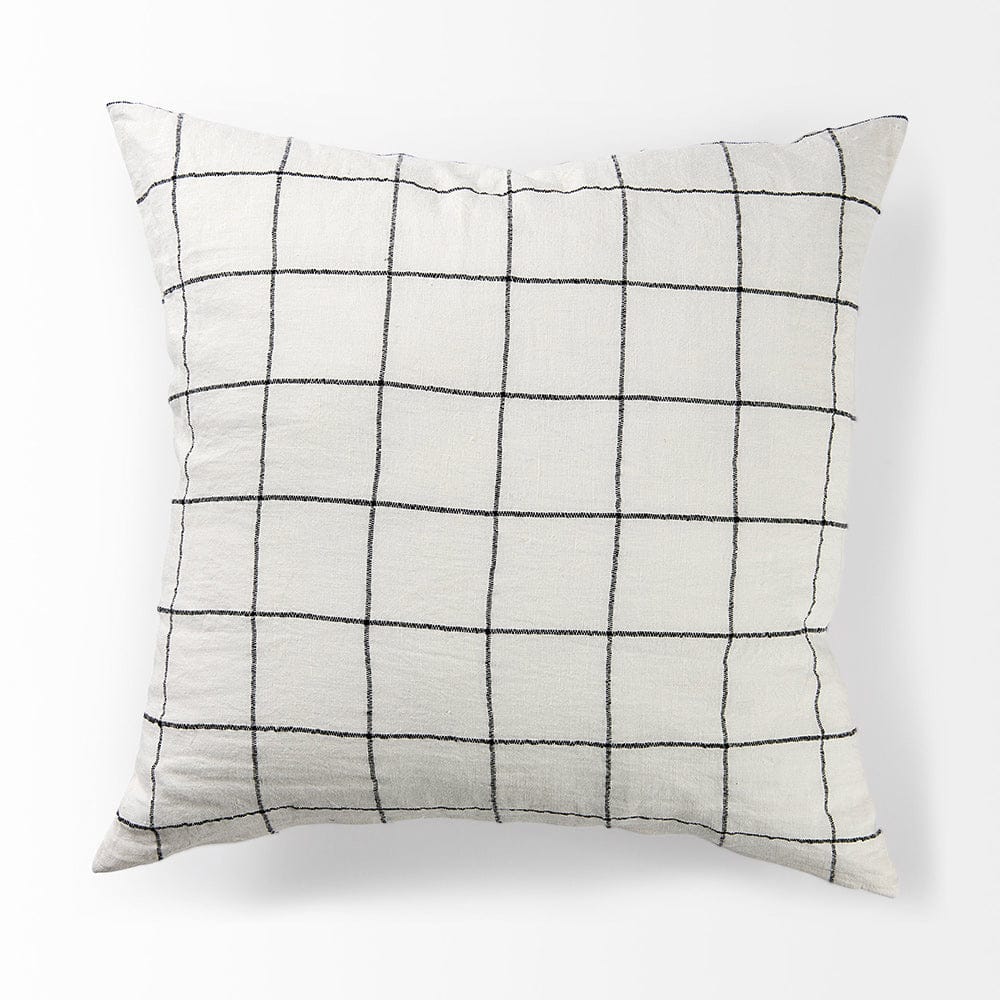 Mercana - Suzanne 22 x 22 White/Black Square Pattern Decorative Pillow Cover - 68875_CLOSEOUT view 9