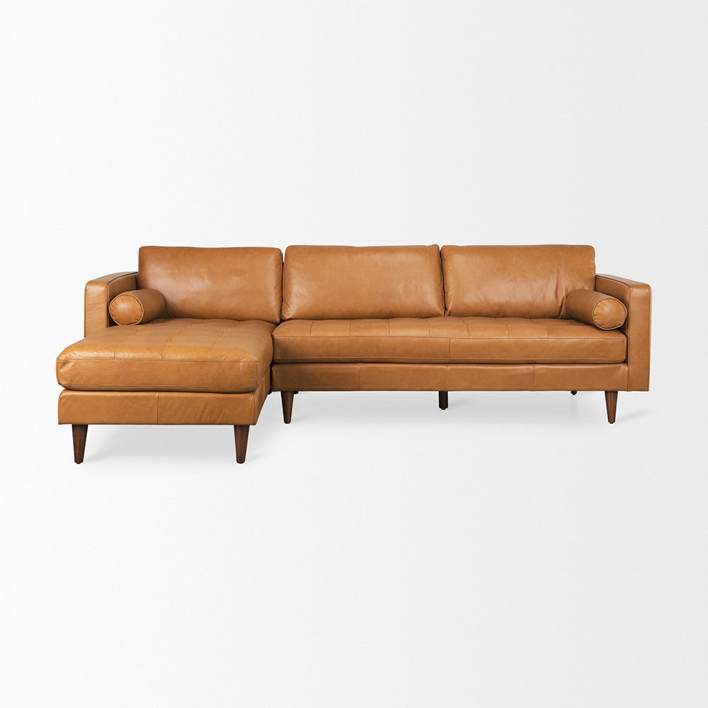 Mercana - Svend 111.4L x 68.0W x 33.9H Tan Leather Left Chaise Sectional Sofa - 69692-AB view 2
