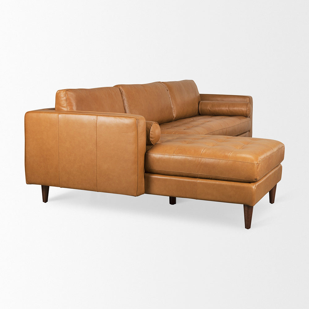 Mercana - Svend 111.4L x 68.0W x 33.9H Tan Leather Left Chaise Sectional Sofa - 69692-AB view 5