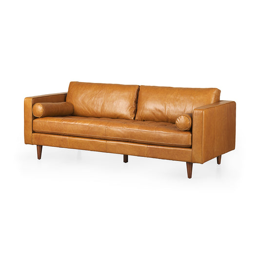 Mercana - Svend 88.0L x 38.0W x 34.0H Tan Leather Sofa - 69639 view 1