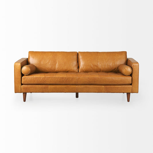 Mercana - Svend 88.0L x 38.0W x 34.0H Tan Leather Sofa - 69639 view 2