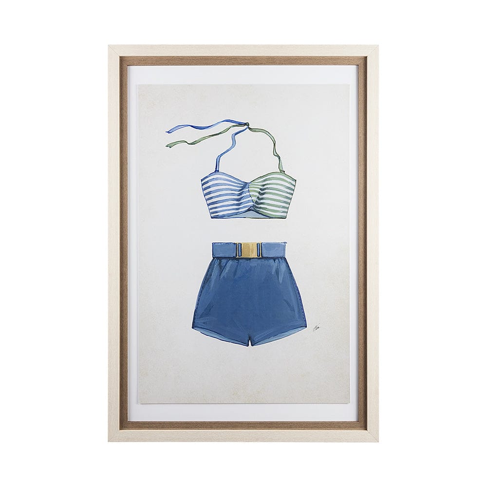 Mercana - Swimsuit Blue by Mercana Studio a Hand Embellished Textured Framed Art Print Matted under Glass - 13924 view 1