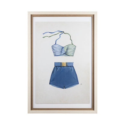 Mercana - Swimsuit Blue by Mercana Studio a Hand Embellished Textured Framed Art Print Matted under Glass - 13924 view 1