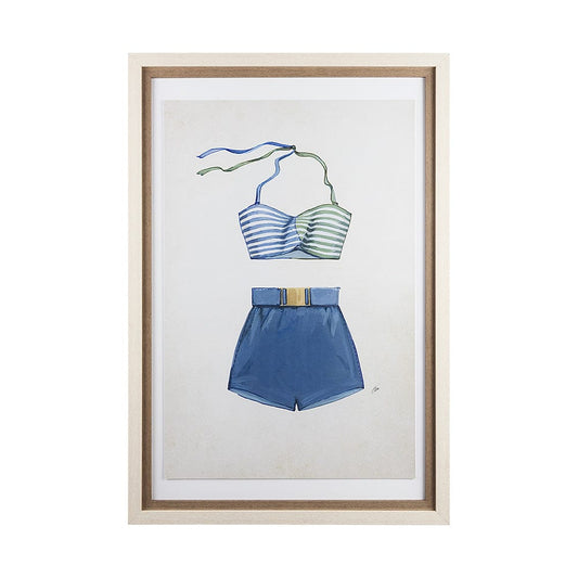 Mercana - Swimsuit Blue by Mercana Studio a Hand Embellished Textured Framed Art Print Matted under Glass - 13924 view 1