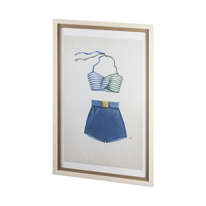 Mercana - Swimsuit Blue by Mercana Studio a Hand Embellished Textured Framed Art Print Matted under Glass - 13924 view 3