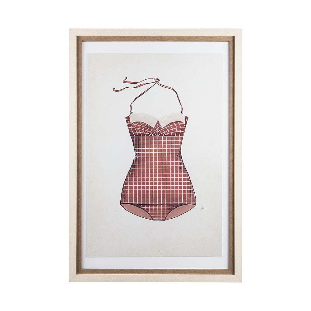 Mercana - Swimsuit Pink by Mercana Studio a Hand Embellished Textured Framed Art Print Matted under Glass - 13925 view 1