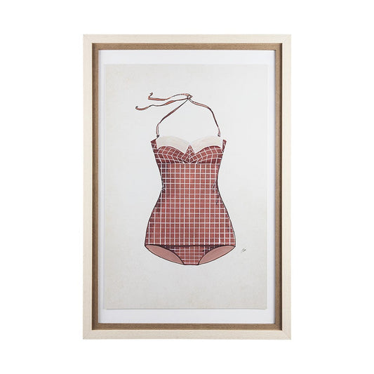 Mercana - Swimsuit Pink by Mercana Studio a Hand Embellished Textured Framed Art Print Matted under Glass - 13925 view 1