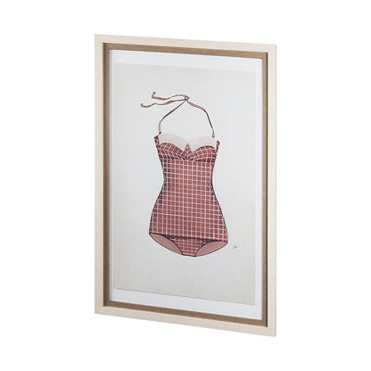 Mercana - Swimsuit Pink by Mercana Studio a Hand Embellished Textured Framed Art Print Matted under Glass - 13925 view 3