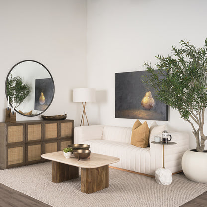 Mercana - Symona Travertine and Mango Wood Rectangle Coffee Table - 70880-AB view 9