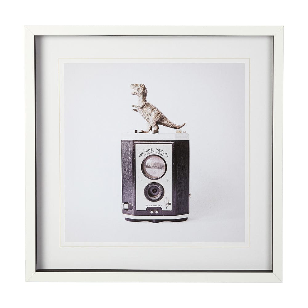 Mercana - T-rex & Vintage Camera by Susannah Tucker Photography a Framed Art Print Matted under Glass - 12079 view 1