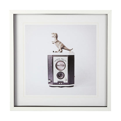 Mercana - T-rex & Vintage Camera by Susannah Tucker Photography a Framed Art Print Matted under Glass - 12079 view 1