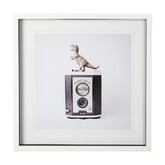Mercana - T-rex & Vintage Camera by Susannah Tucker Photography a Framed Art Print Matted under Glass - 12079 view 1