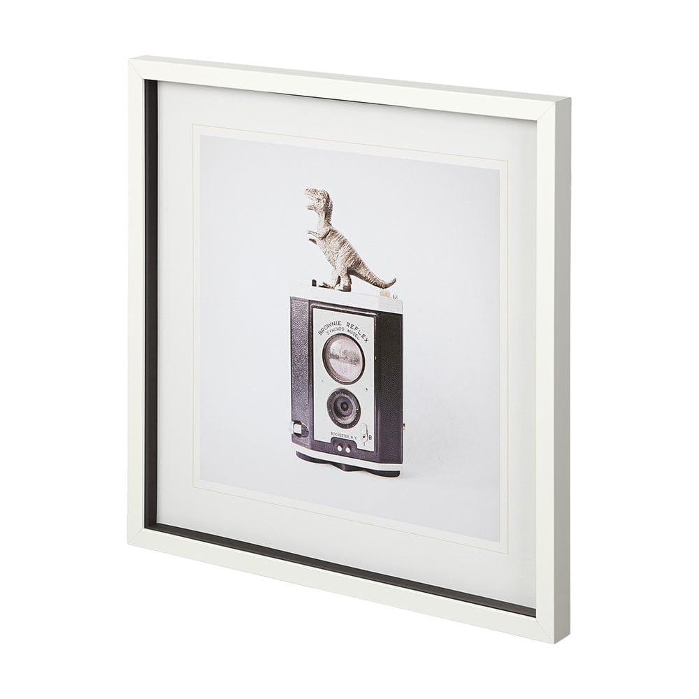 Mercana - T-rex & Vintage Camera by Susannah Tucker Photography a Framed Art Print Matted under Glass - 12079 view 2