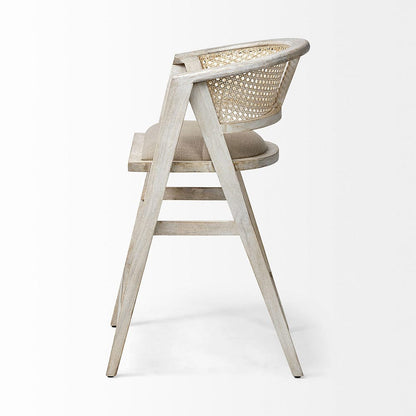 Mercana - Tabitha 26.75" Seat Height Beige Fabric/Rattan Seat Blonde Wood Frame Counter Stool - 68496 view 2