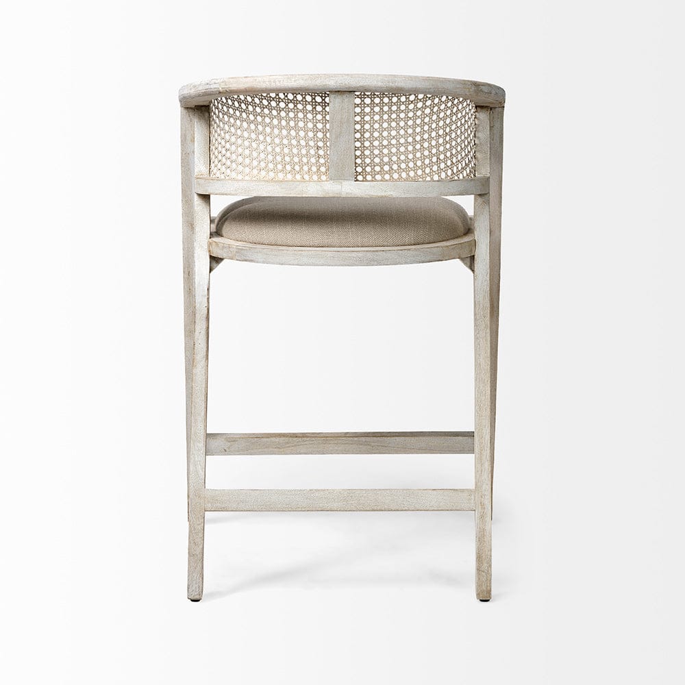 Mercana - Tabitha 26.75" Seat Height Beige Fabric/Rattan Seat Blonde Wood Frame Counter Stool - 68496 view 4