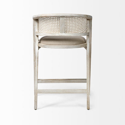 Mercana - Tabitha 26.75" Seat Height Beige Fabric/Rattan Seat Blonde Wood Frame Counter Stool - 68496 view 4