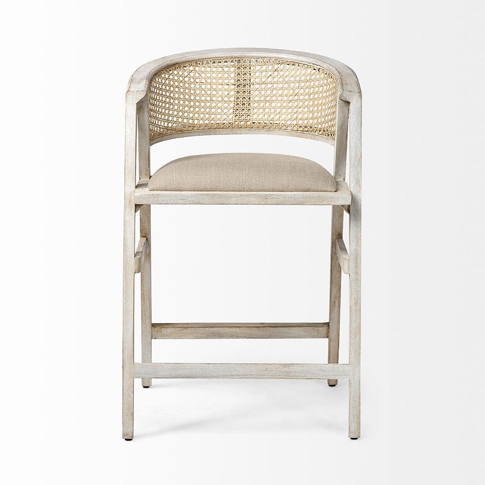 Mercana - Tabitha 26.75" Seat Height Beige Fabric/Rattan Seat Blonde Wood Frame Counter Stool - 68496 view 5