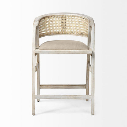 Mercana - Tabitha 26.75" Seat Height Beige Fabric/Rattan Seat Blonde Wood Frame Counter Stool - 68496 view 5
