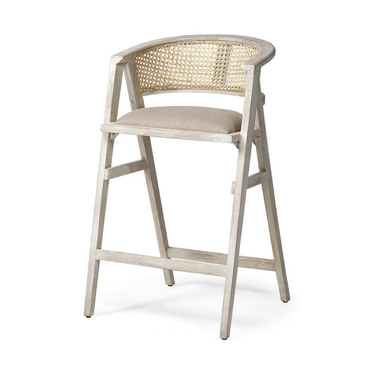 Mercana - Tabitha 30.75" Seat Height Beige Fabric/Rattan Seat Blonde Wood Frame Bar Stool - 68497 view 1
