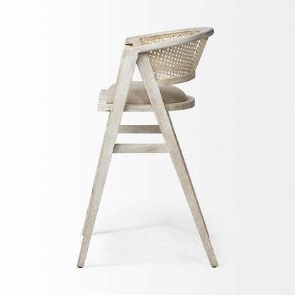 Mercana - Tabitha 30.75" Seat Height Beige Fabric/Rattan Seat Blonde Wood Frame Bar Stool - 68497 view 2