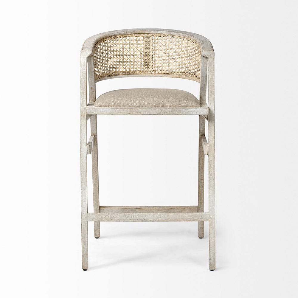 Mercana - Tabitha 30.75" Seat Height Beige Fabric/Rattan Seat Blonde Wood Frame Bar Stool - 68497 view 3