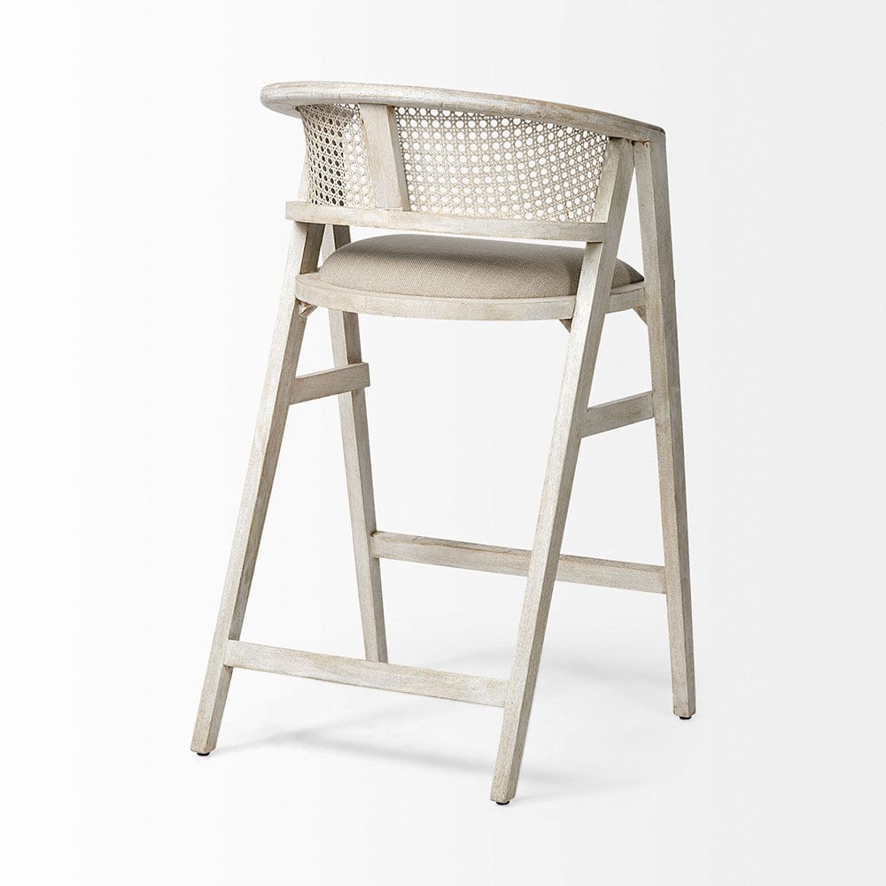 Mercana - Tabitha 30.75" Seat Height Beige Fabric/Rattan Seat Blonde Wood Frame Bar Stool - 68497 view 4