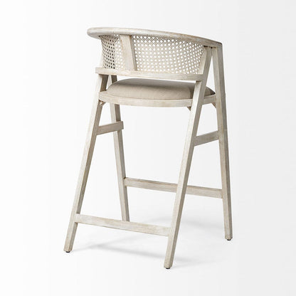 Mercana - Tabitha 30.75" Seat Height Beige Fabric/Rattan Seat Blonde Wood Frame Bar Stool - 68497 view 4