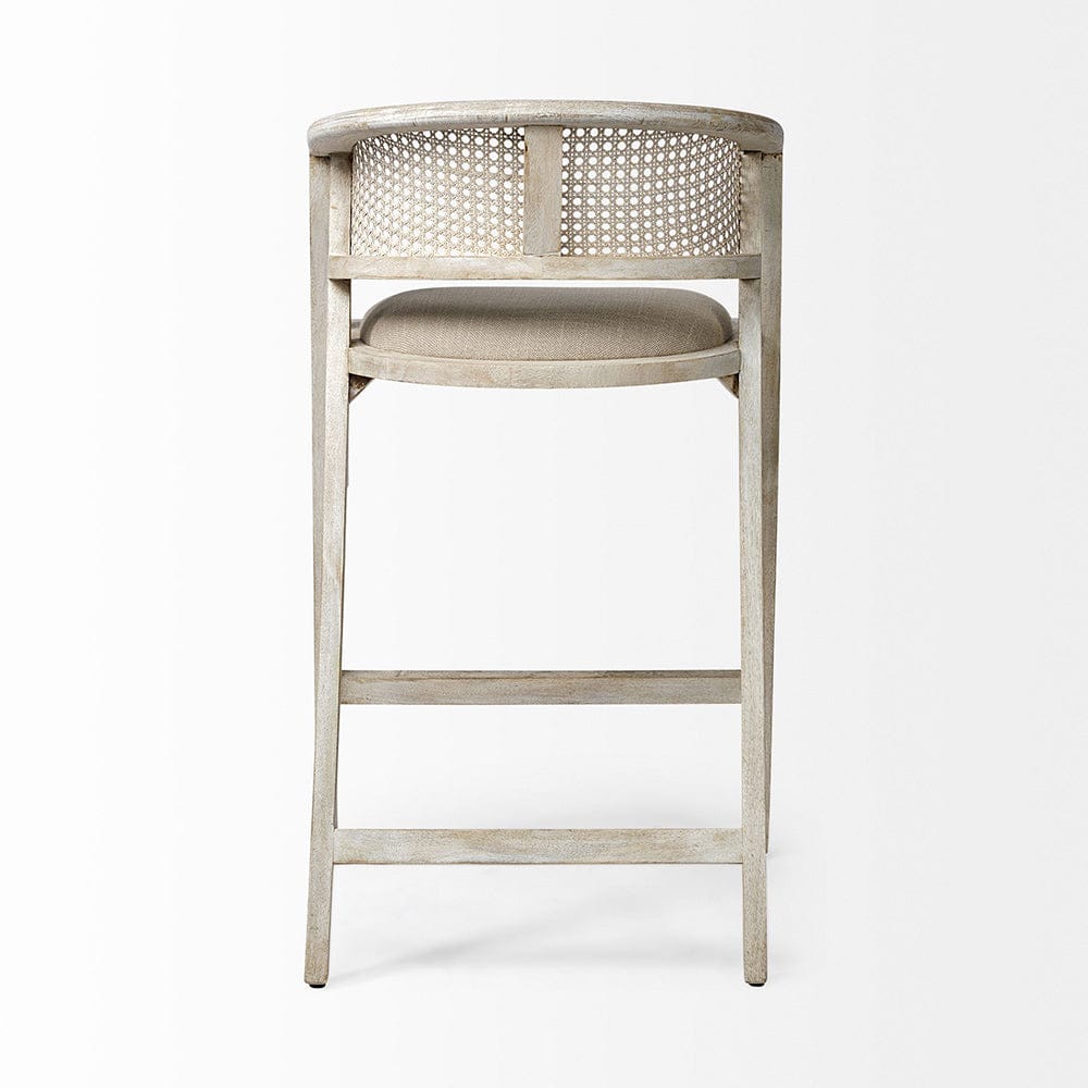 Mercana - Tabitha 30.75" Seat Height Beige Fabric/Rattan Seat Blonde Wood Frame Bar Stool - 68497 view 5