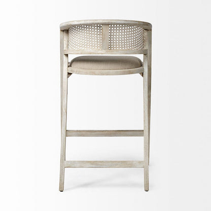 Mercana - Tabitha 30.75" Seat Height Beige Fabric/Rattan Seat Blonde Wood Frame Bar Stool - 68497 view 5