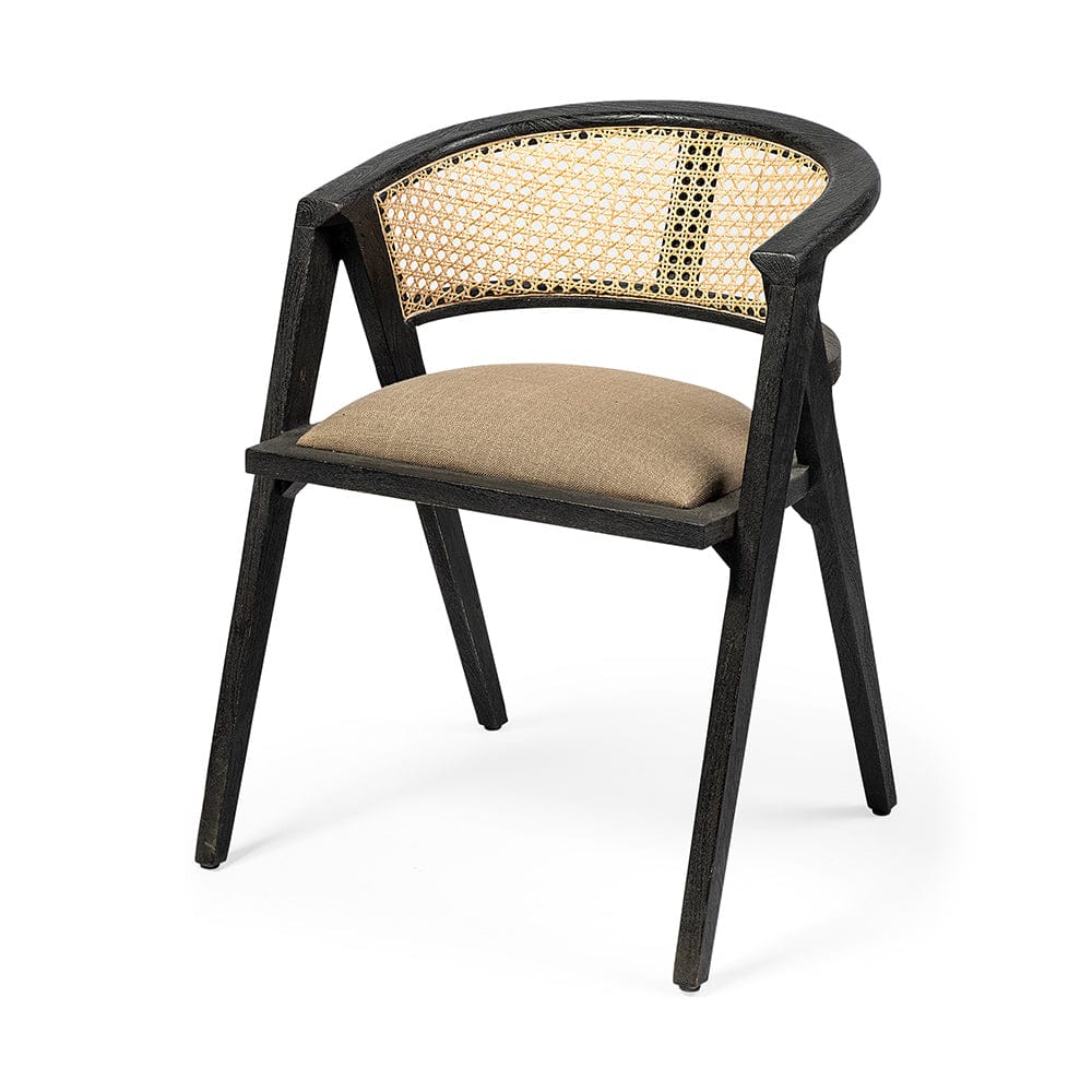 Mercana - Tabitha I Black Wooden Frame Linen Wrap Seat Dining Chair - 68495 view 1