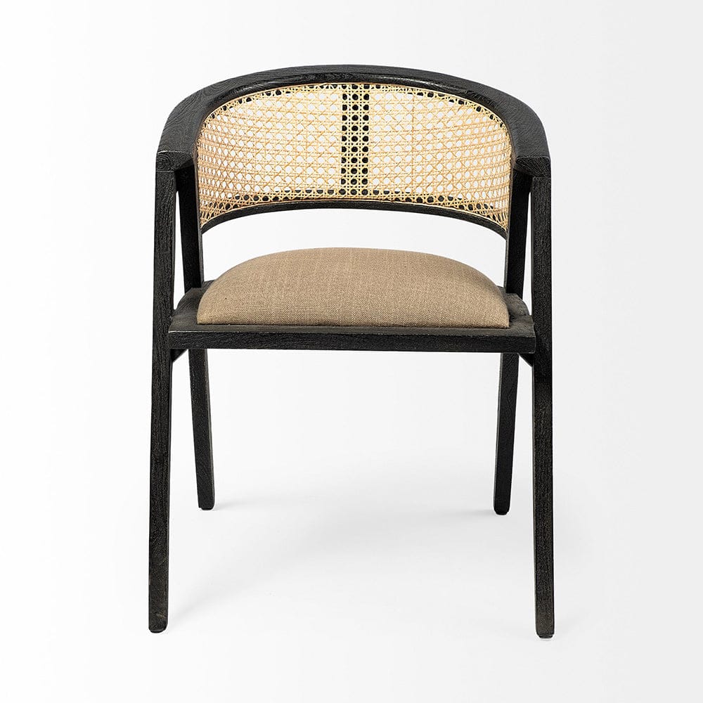 Mercana - Tabitha I Black Wooden Frame Linen Wrap Seat Dining Chair - 68495 view 2