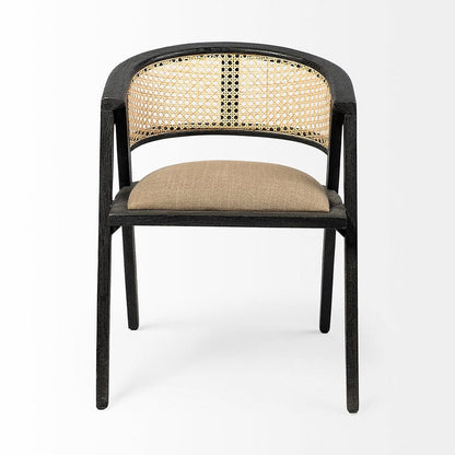 Mercana - Tabitha I Black Wooden Frame Linen Wrap Seat Dining Chair - 68495 view 2