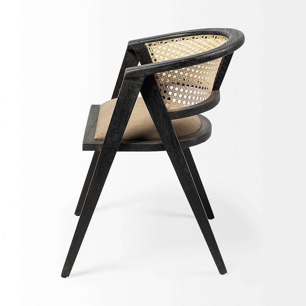 Mercana - Tabitha I Black Wooden Frame Linen Wrap Seat Dining Chair - 68495 view 3